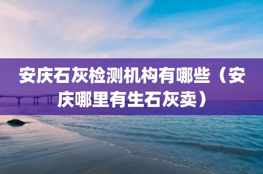 安庆石灰检测机构有哪些（安庆哪里有生石灰卖）